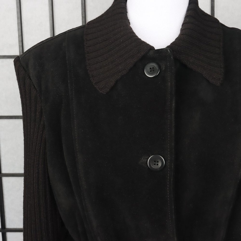 Vintage Vakko Suede & Knit Coat - Picture 3 of 10